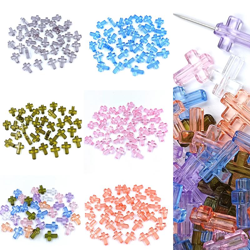 Home Party Supplies for Making DIY Transparent Jewelry Loose Spacer Beads 20Pcs/Pack Acrylic Cross Beads 13*16mm New Accessories