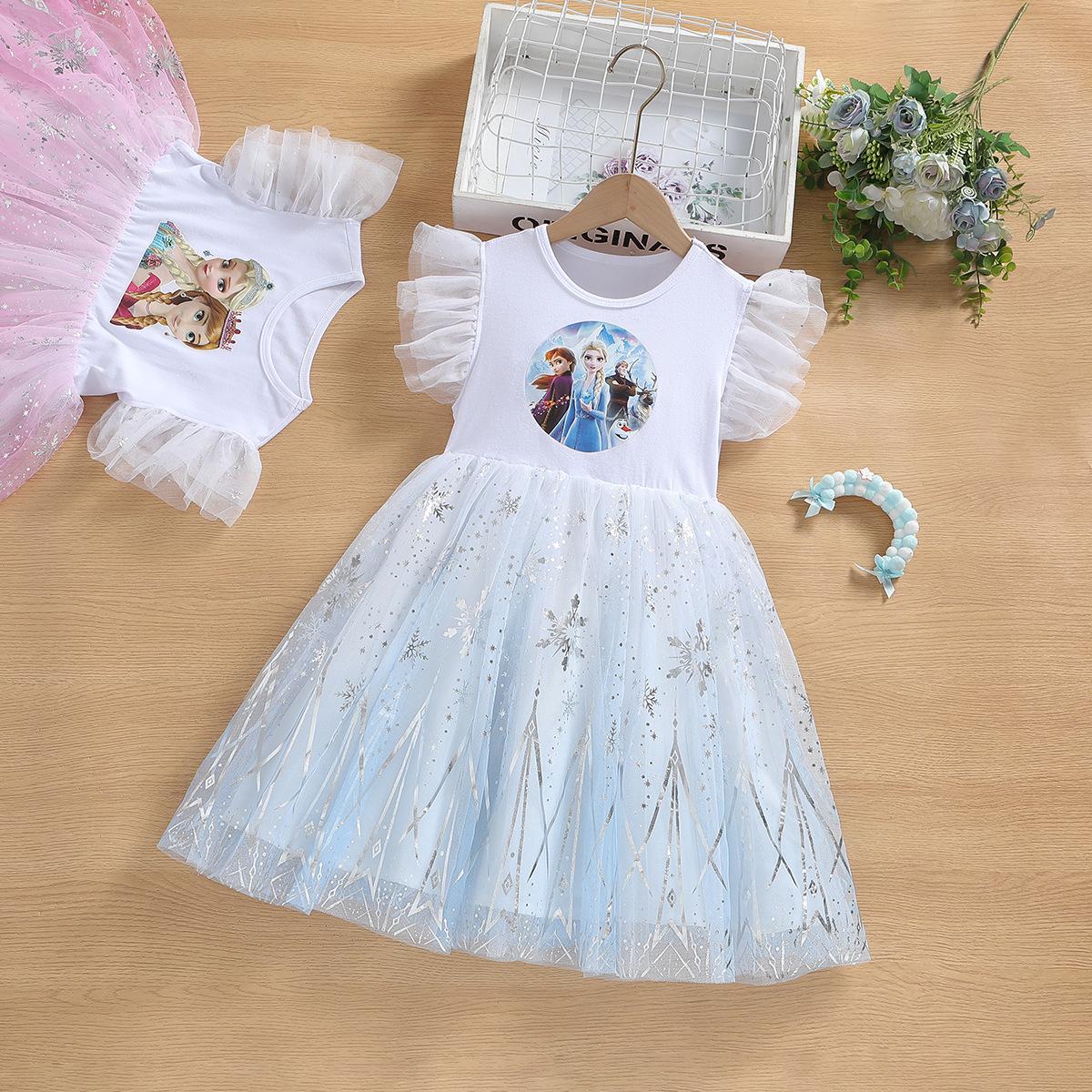 

Girls Summer 2024 Elsa Princess Dress - New Fashion Frozen & Snow White Design 120cm