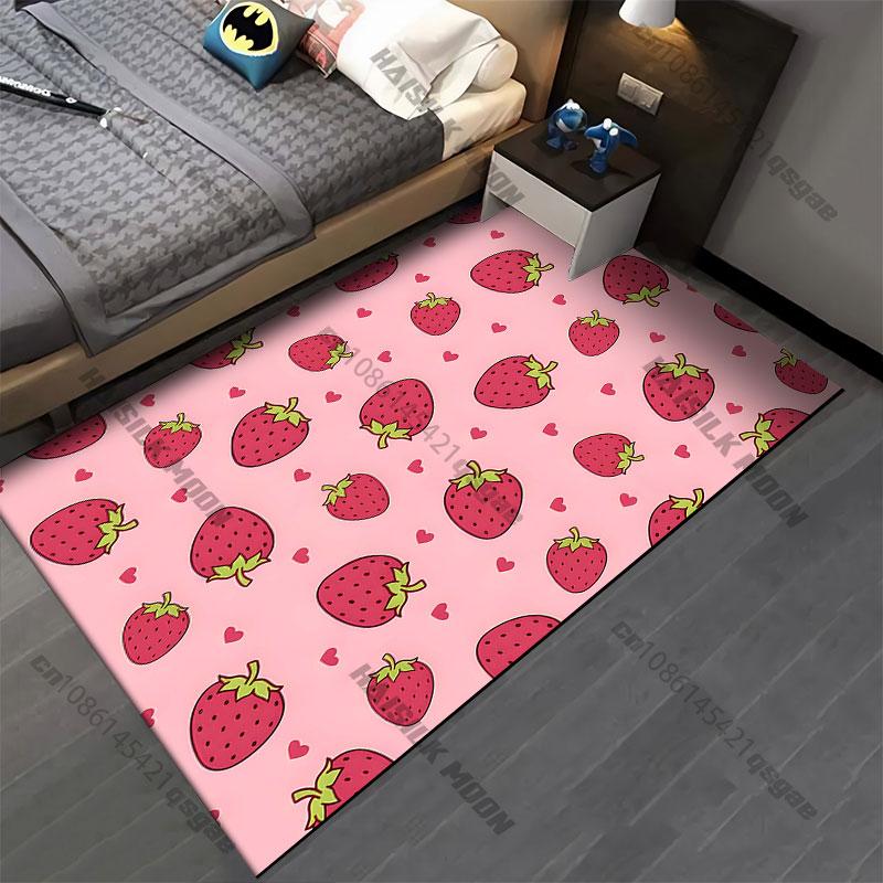 Strawberries flowers patterncarpet Yoga living room room decor children's crawling mat doormat area rug games floor mat