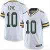 Green White NFL Bay Packers Football Jersey Men Short Sleeve V-Neck Cotton Blend Athletic Wear