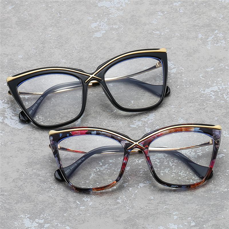 Classic Oversized Flower Cat Eye Corrective Myopia Eyeglasses Ladies Anti Blue Rays Multifocal Progressive Optical Spectacles
