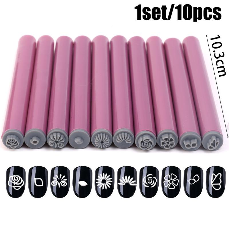 6/10 Stück Nagelkunst Stempelstift Set, Blumen Nagelkunst Stempelwerkzeuge, Nagelkunst Stift Damen Nagelkunst Punktierwerkzeuge