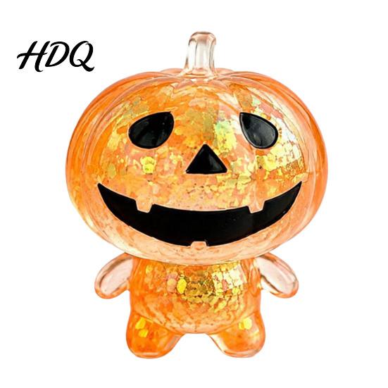 Spooky Pumpkin Sensory Toy Glitter Ghost Squeeze Toy Stress Relief Clear Man Halloween Party Favors Fidget Decompression