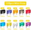 120pcs Mini Blade Type Car Fuse Auto Car Truck Fuse Assortment 2A 3A 5A 10A 15A 20A 25A 30A 35A Auto Fuse Mixed Set Accessories