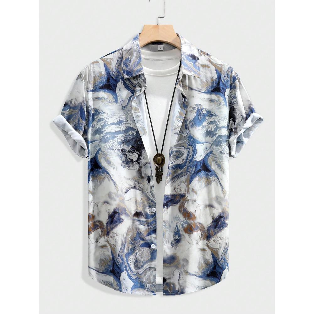 Camicia Hawaiana Morbida da Uomo Estiva con Stampe Vivaci di Foglie della Giungla e Fiori Esotici Collo a Revers Bottoni Top Abbigliamento Unisex Oversize