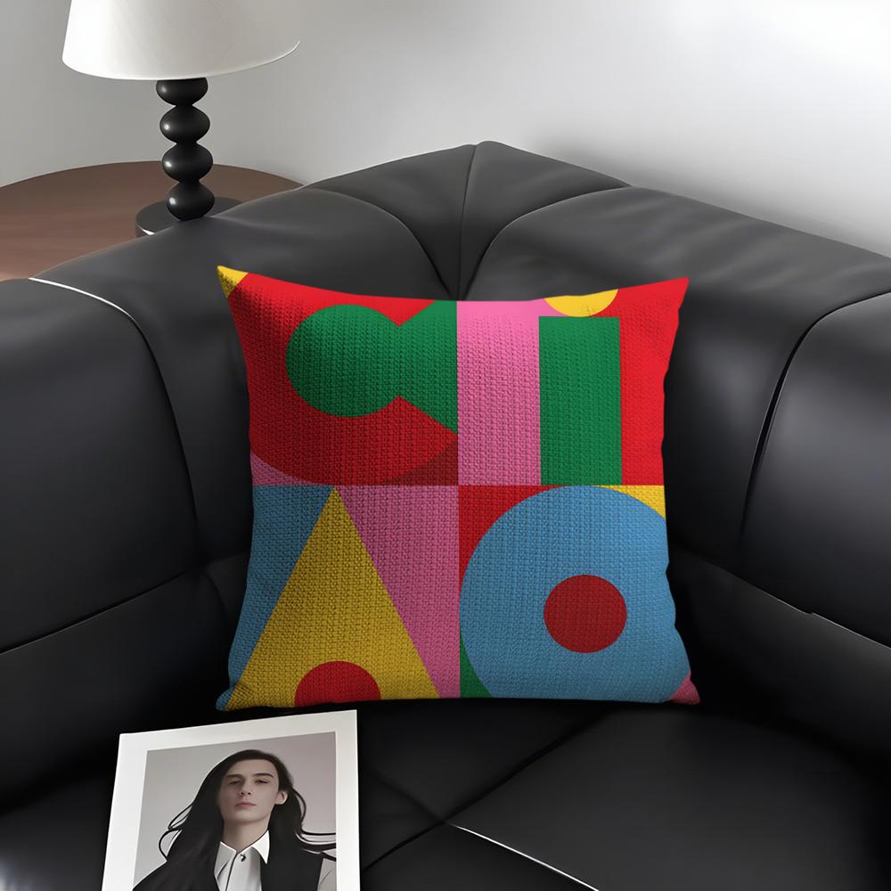 Geometric Patterns Luxury Cushion Cover Natural Linen Organic Fabric DoubleSided Printing Sofa Home Decor Gift Pillow Case