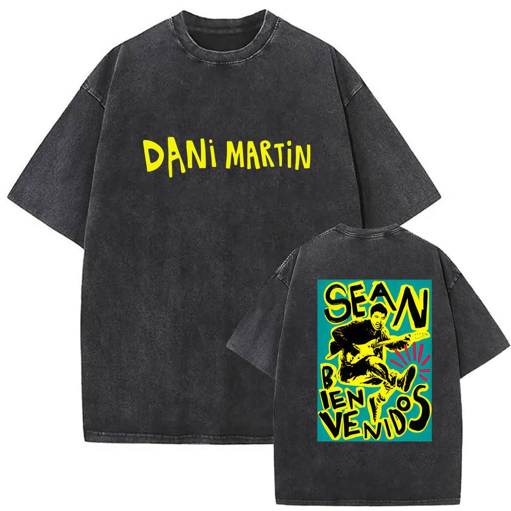 Rapper Dani Martin Lo Que Me De La Gana Tour Vintage Washed T Shirts Men Women Pop Fans Fashion Clothing Oversized Tshirt