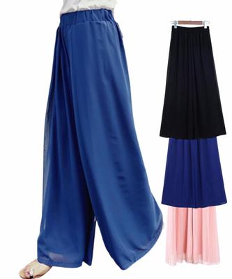 Sesong Long Lined Gaucho Loose Plus Sizes Relaxed Autumn Wide-Leg Pants, Pants, Chiffon, Women's Bottoms, Pants, Pants, Available, Fit, Slimming,