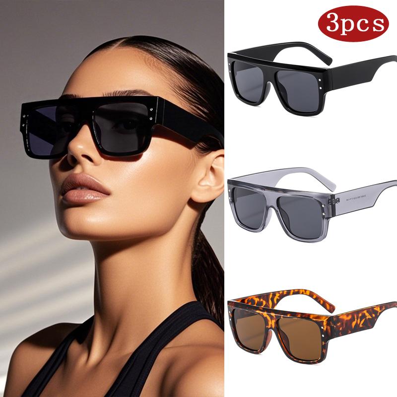 1/3pcs Classic Square Frame Sun Glasses Wide Leg Design Fashion Eyeglasses Women Rice Nail Sunglasses New Sunglasses Female