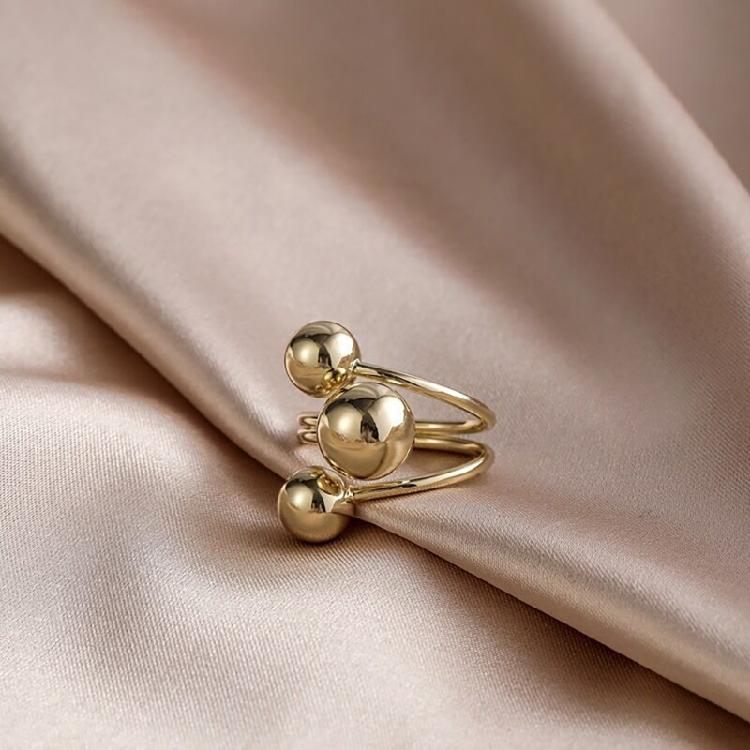 Modern Finger Ring with Unique Sphere Detail Adjustable Size Open Ring for Men and Womeny Comfortable Unisex Jewelry