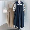 New Arrivals Open Run Bucket Skirt Loose Fit Wrinkle Dress Bib