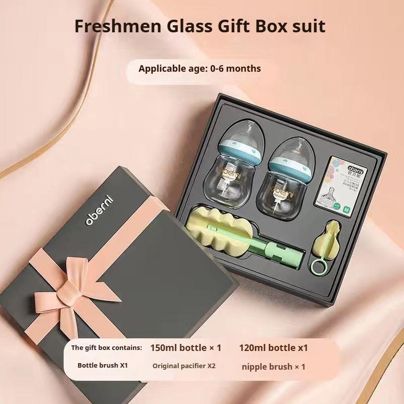

Oubani 0-6 месяцев новорожденный стеклянная бутылочка подарочный набор для новорожденных детская бутылочка против метеоризма 120Ml and 150ml синий