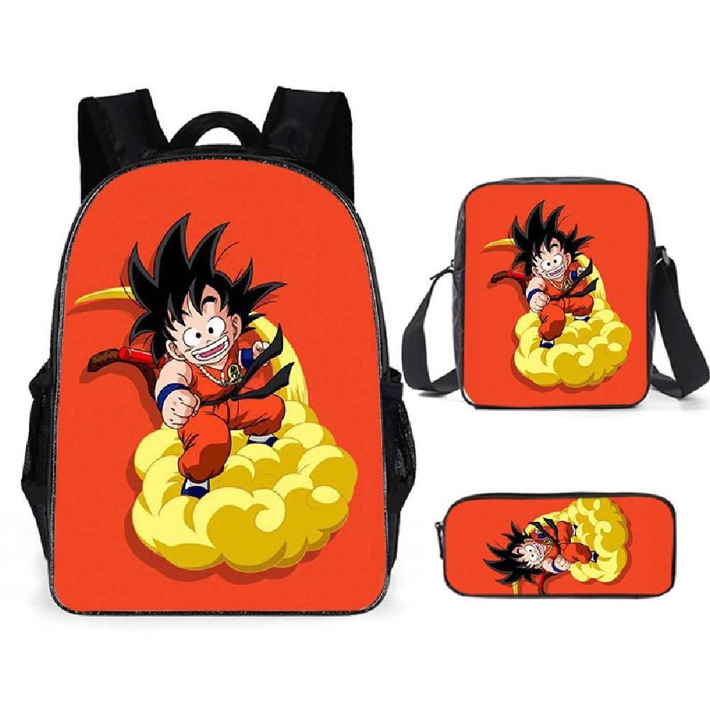 Dragon Ball Kids Backpack Set With Breathable Oxford Fabric For School Use