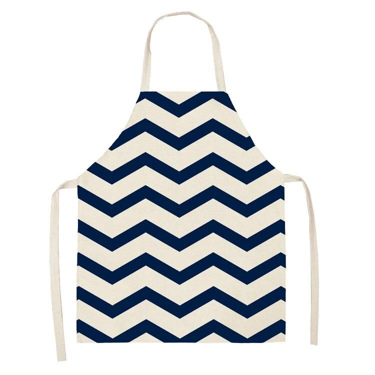 Kitchen Apron Navy Blue Geometric Pattern Kitchen Sleeveless Apron Linen Bib Home Cleaning Tools Cooking Apron Dinner Apron