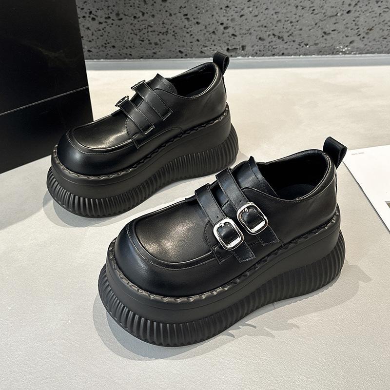 Women's Platform Shoes British Style Spring New Thick Bottom Women Sneakers Casual High Heels Height Increase Mary Jane Loafers