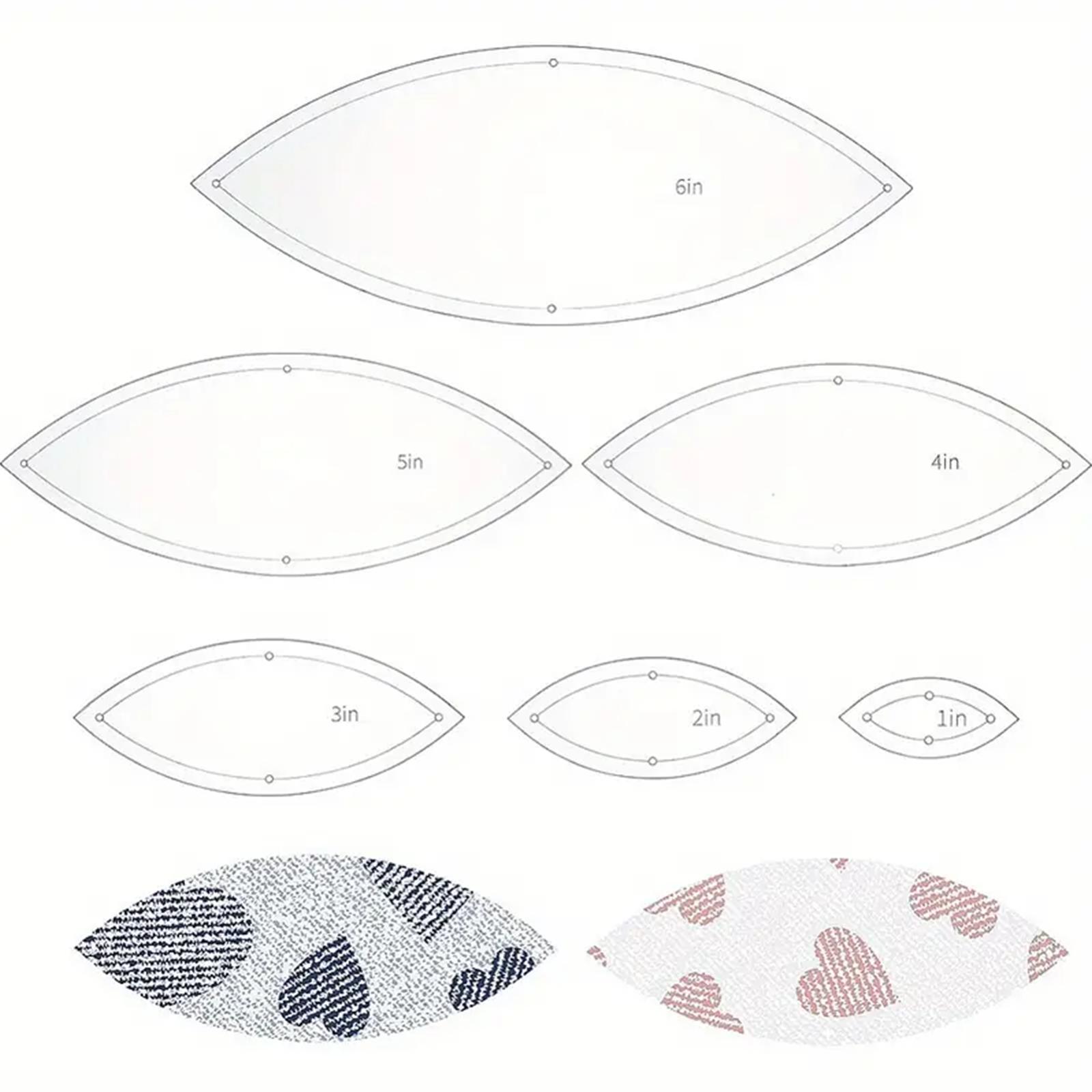 6PCS Transparent Acrylic oval Templates Set, 1  2  3  4  5  6  Transparent Acrylic Quilting Rulers Templates 2.5mm Thick Stencil
