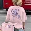 Plus Size Summer Womens Retro Coffee Print TShirt Cotton Breathable Stylish Versatile Street Style Oversized