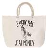 Beach Bag - PLANETEE - Pony I Can't - Large Size - Rope Handle - Multicolored Cotton