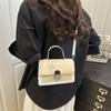 Fashion and Beautiful Women  New Fashion Lock Solid Color Portable Shoulder Messenger Small Square Bag