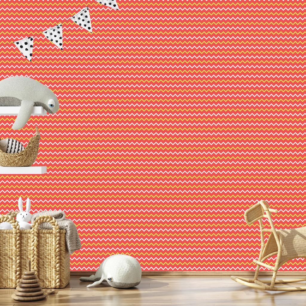 Zigzag Coral and Peach Wallpaper for Living Room and Bedroom 50x1000