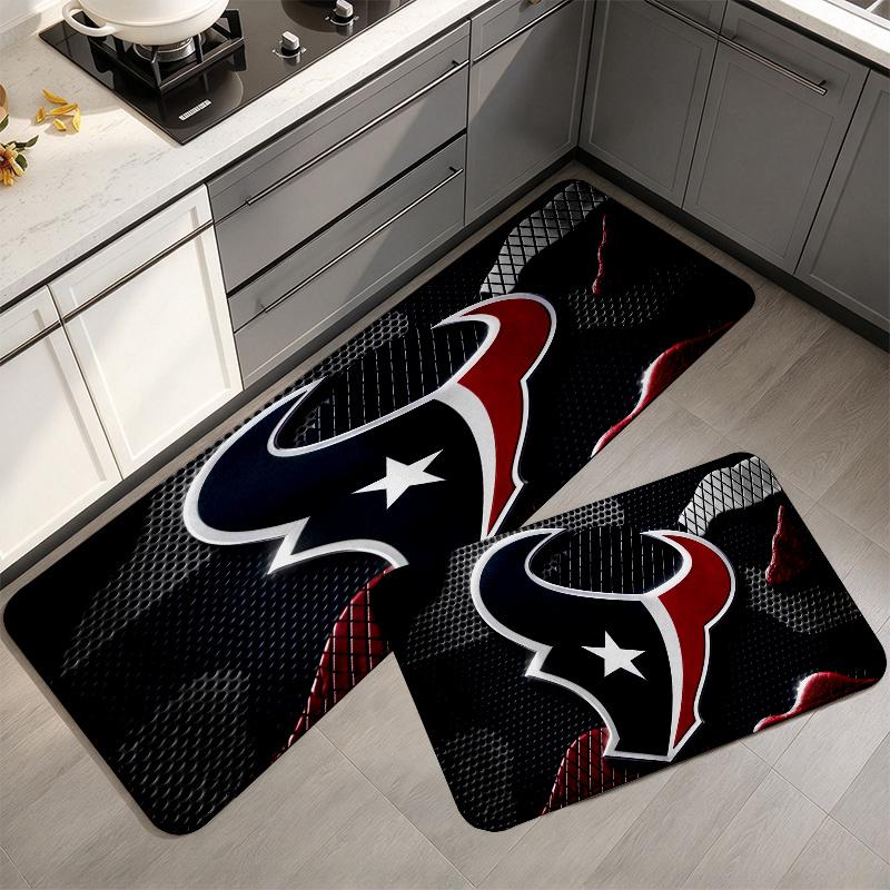 Houston Texans Flannel Kitchen Mat Christmas Soft Area Rug Non Slip Floor Carpet Home Decoration