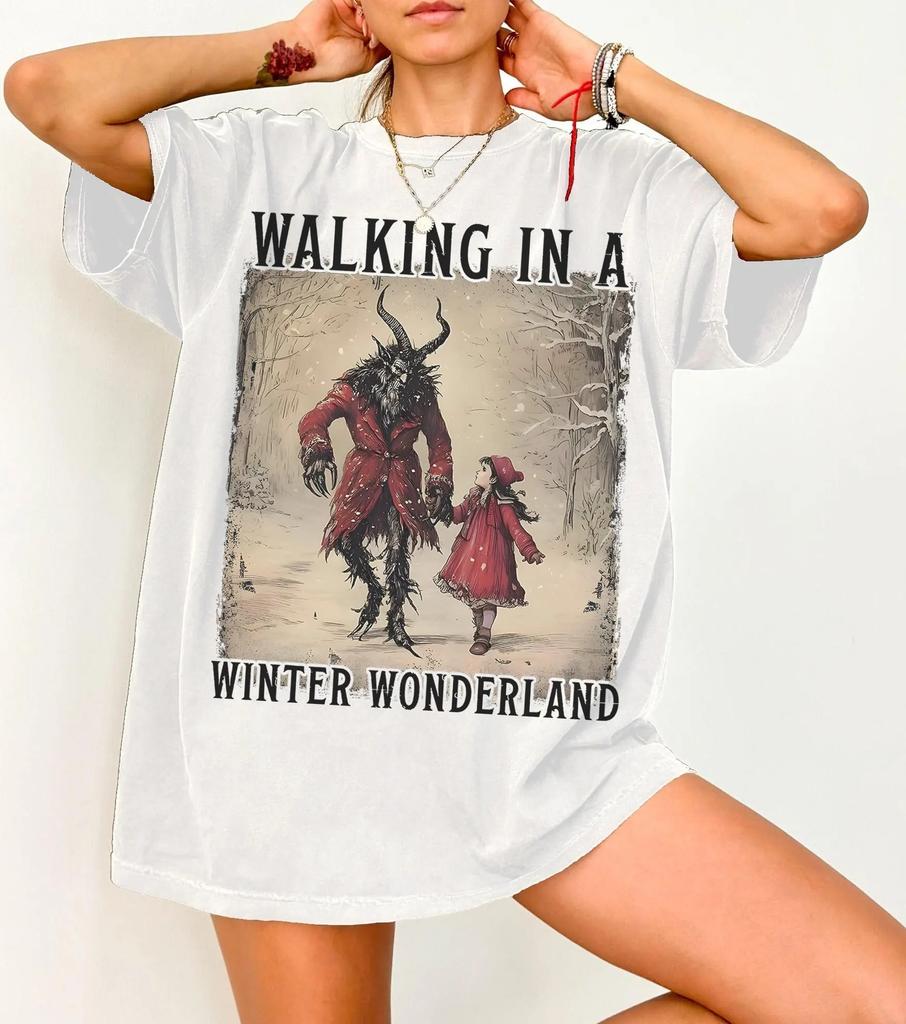Clumpus Winter Wonderland Tshirt Eerie and Dark Holiday Horror Grotesque Christmas Shirt Fairyland Christmas Patterned Tshirt