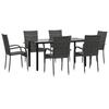 3156665 vidaXL Ensemble à dîner de jardin 7 pcs Gris Résine tressée