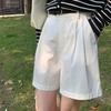 Retro Combed Cotton High Waist Bermuda Shorts - Women's Casual Summer Loose Fit