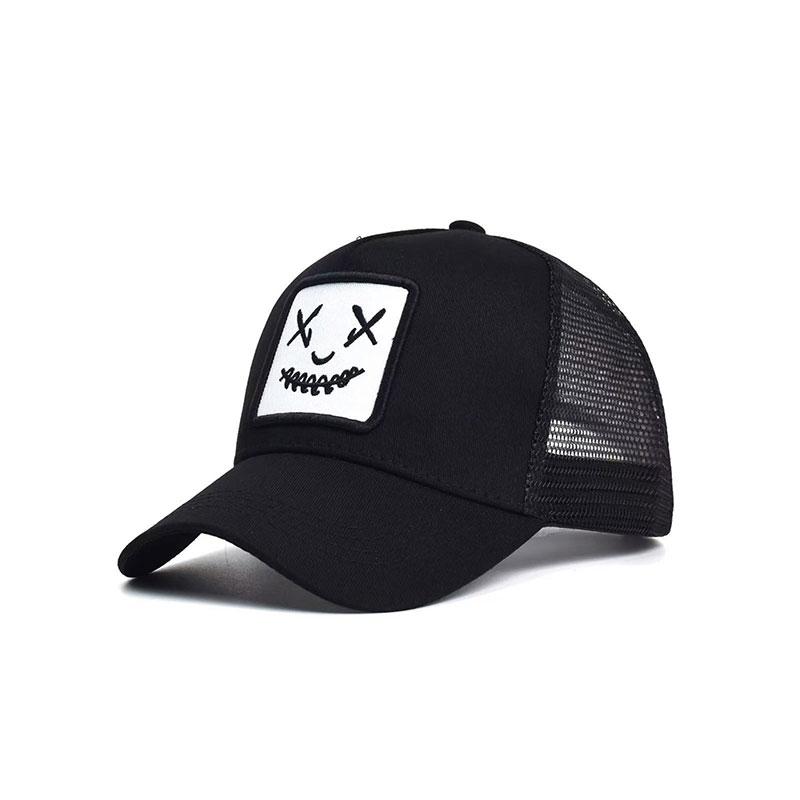 Smiley Face Embroidered Sun Protection Baseball Cap, Outdoor Running Mesh Visor Hat