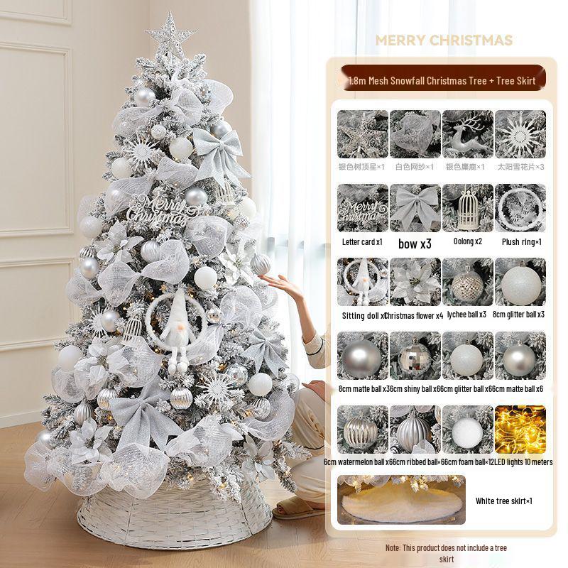 2M Luminous White Flocked Christmas Tree for Home or Window Decoration