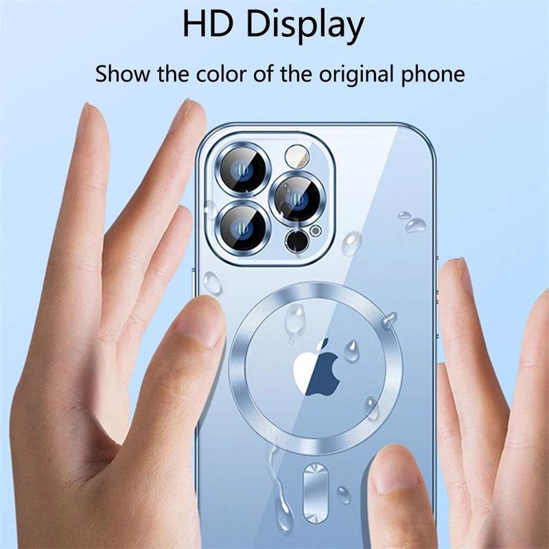 Luxury Plating Clear Magnetic For Magsafe Wireless Charge Case For iPhone 11 13 12 14 Pro Max Soft Silicone Cover