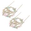 2Pcs Cake Toppers Pink Bow Sparkling Exquisite Safe Degradable Happy Birthday Cake Decoration