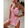 Breezy Beach Mini Dress for Women - Sleeveless, Hollow-Out Design with Side Split - Spring/Summer Casual Wear