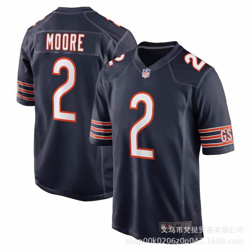 Camiseta de Fútbol NFL Chicago Bears 18 Williams 15 Odunze 2 Manga Corta Algodón Cuello en V Ropa Deportiva Hombre Mujer