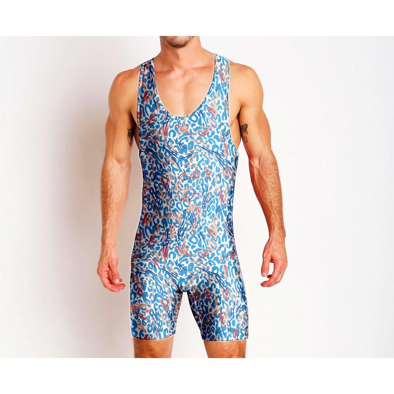 Mens Wrestling Suit One-piece Swimsuit Fitness Gym Workout Clothes Lightweight Breathable Weightlifting Training