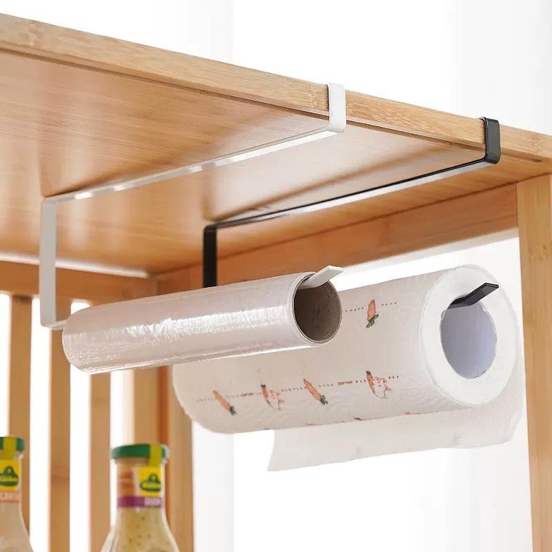 Buy 2pcs Non-perforated Kitchen Towel Rack, Hanging Roll Paper Shelf ...