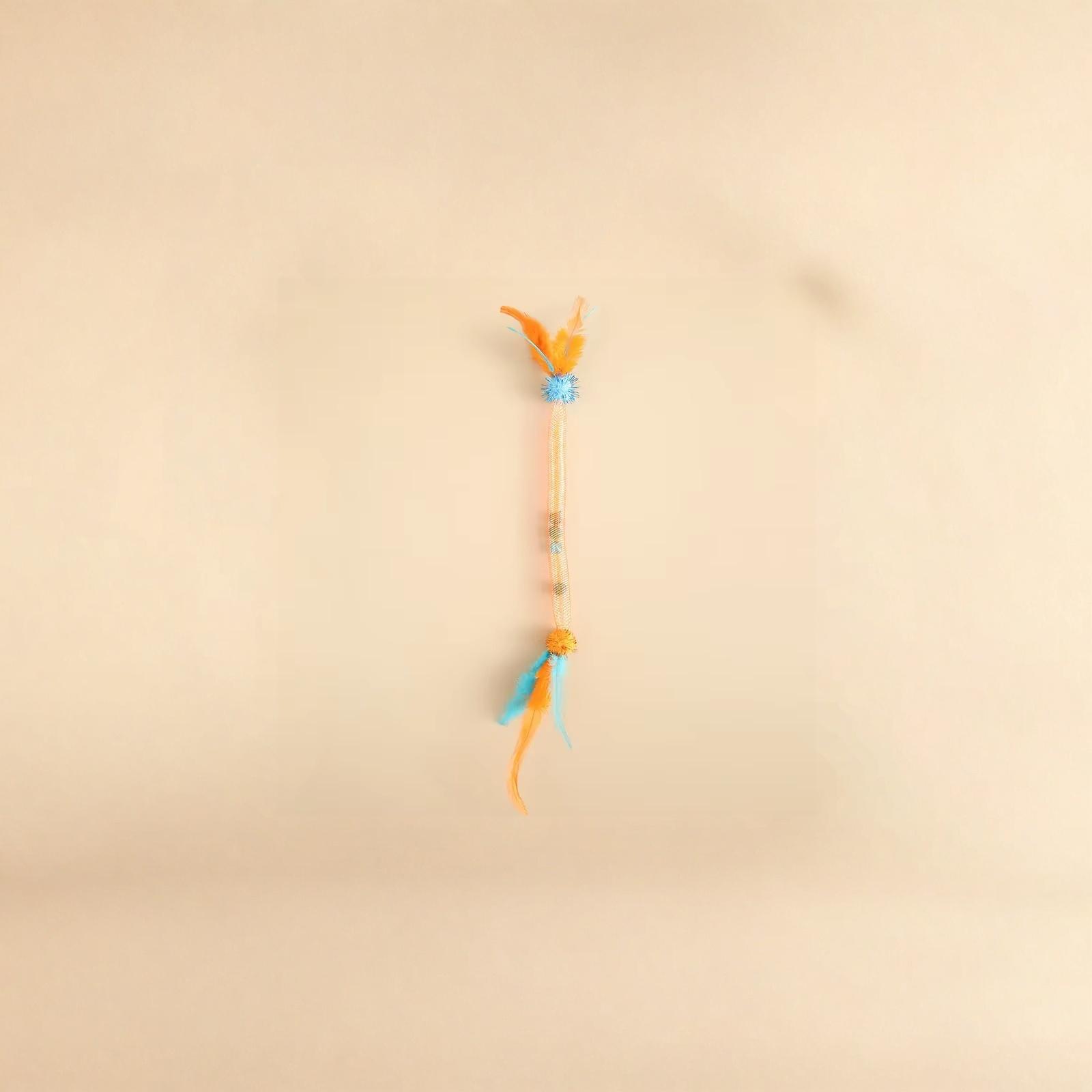 Feather Toy Elastic String Teaser Wand Catnip Ball Interactive Pet Toy one size оранжевый