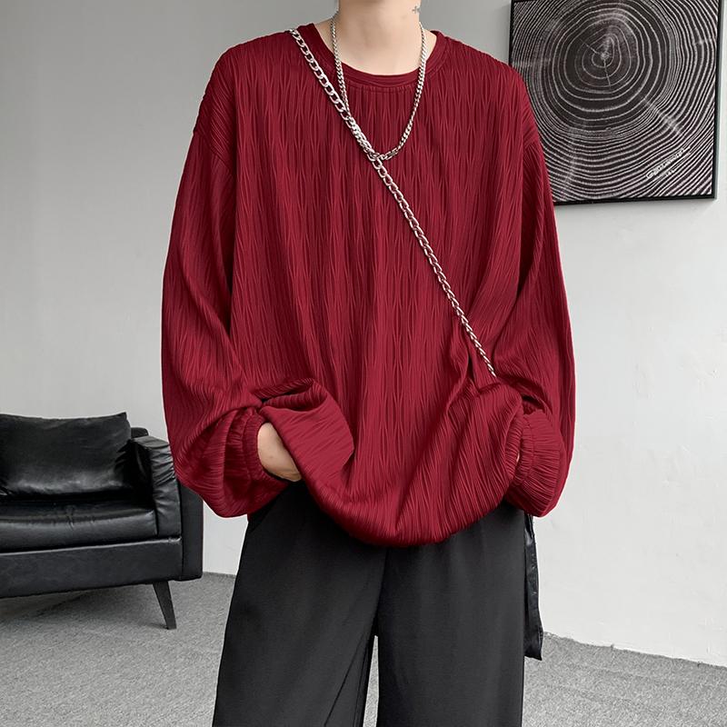 2025 Spring Autumn Men Oversized T-Shirt Man Long Sleeves Pure Color Tshirt Male Bottoming Shirt Man Basic Tops Tees