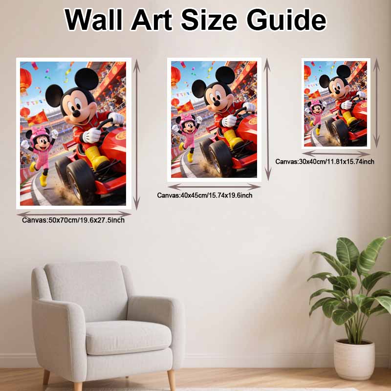 Disney Diamond Art Painting Kit 5D Diamond Mickey Racing Paint Art Gemstone Crystal Diamond Home Wall Decor