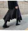 Autumn/Winter 2025 Women's High-Waisted Black Fishtail Pleated Mid-Length Skirt with Irregular Hem