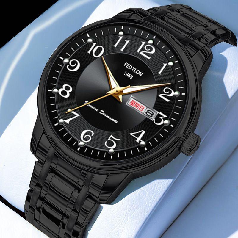 Ceas cu Mișcare Quartz Complet Automată pentru Bărbați, Luminos, Calendar, Rezistent la Apă, Ceas de Afaceri din Oțel pentru Persoane de Vârstă Mijlocie și Vârstnice