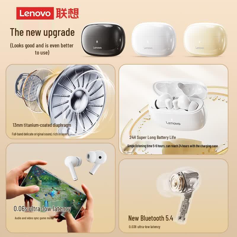 Lenovo TA210 True Wireless Half-in-Ear Bluetooth 5.4 Earbuds