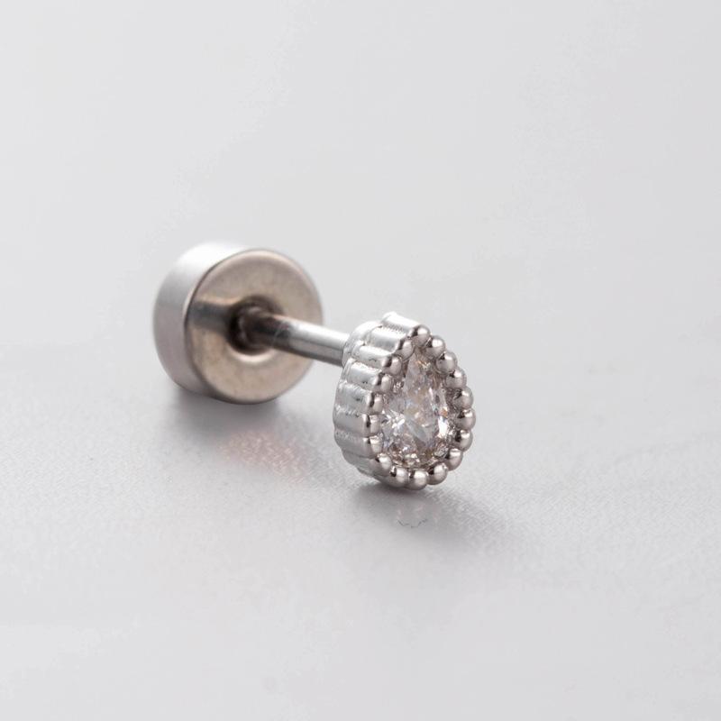 

Titanium Steel Ear Studs Butterfly Drop Heart Shape Double Head Screw Earrings High Quality Ear Care Design