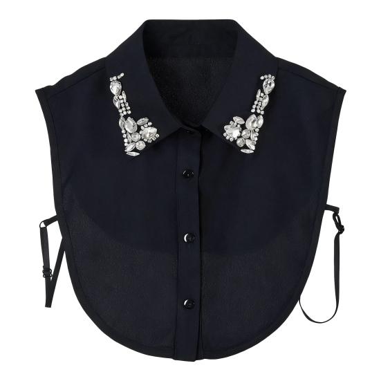 Sparkling Rhinestone Removable Collar Red Christmas Check Faux Collar Women Detachable Fake Collar Sweater Accent