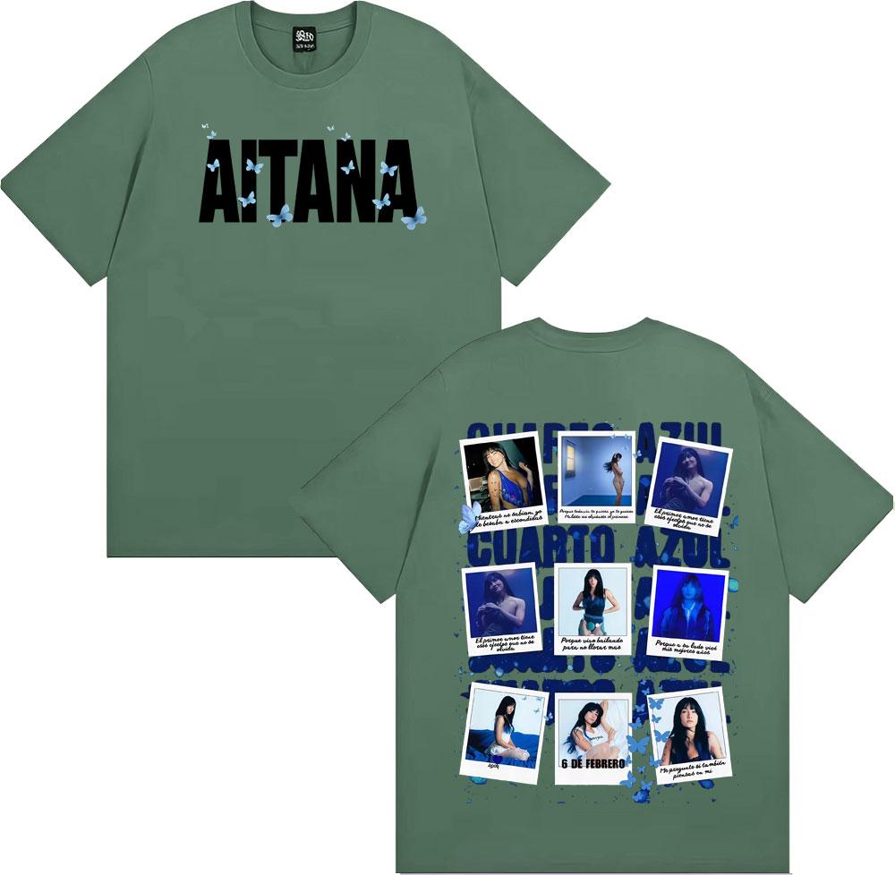 Cantante Aitana Cuarto Azul Álbum 2025 Portada Gráfica Camisetas Unisex Mujer Estética Harajuku Camisetas de Algodón de Manga Corta Streetwear