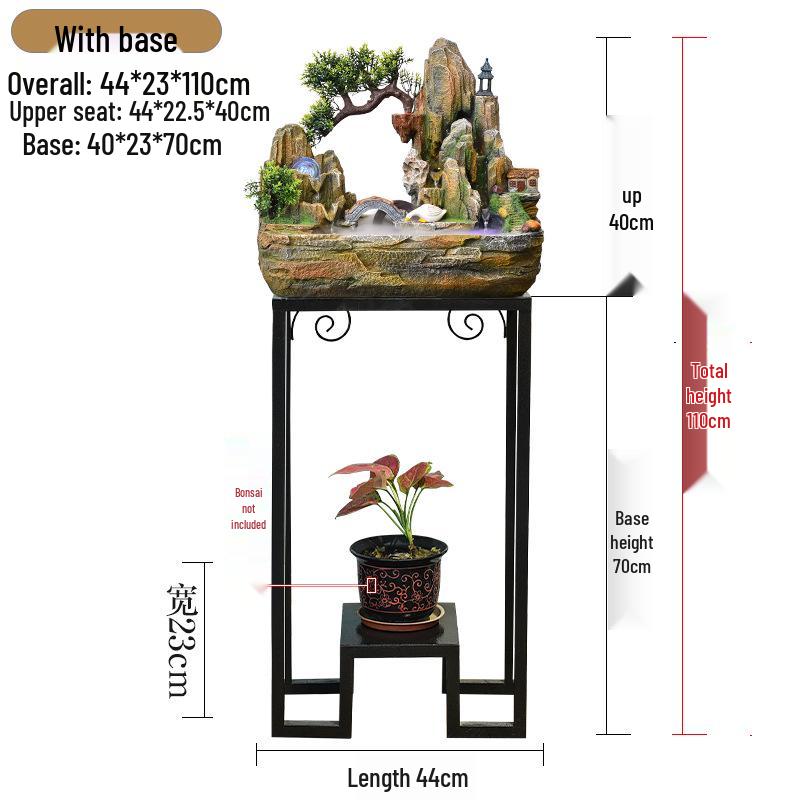 Rockery Water Fountain Feng Shui Wheel for Living Room, TV Cabinet, Office Tabletop