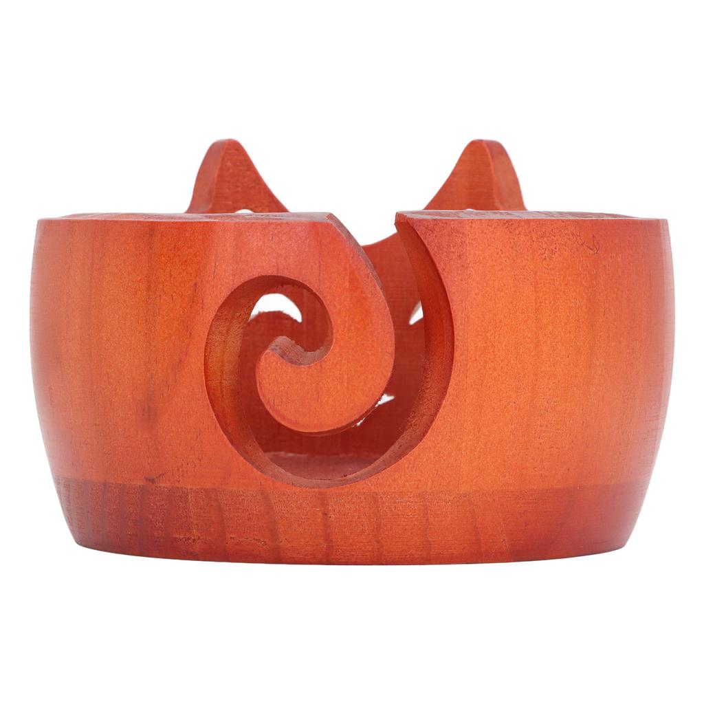 Yarn Bowl Wooden Cute Cat Shape Holder Dispenser Crochet Storage Supplies