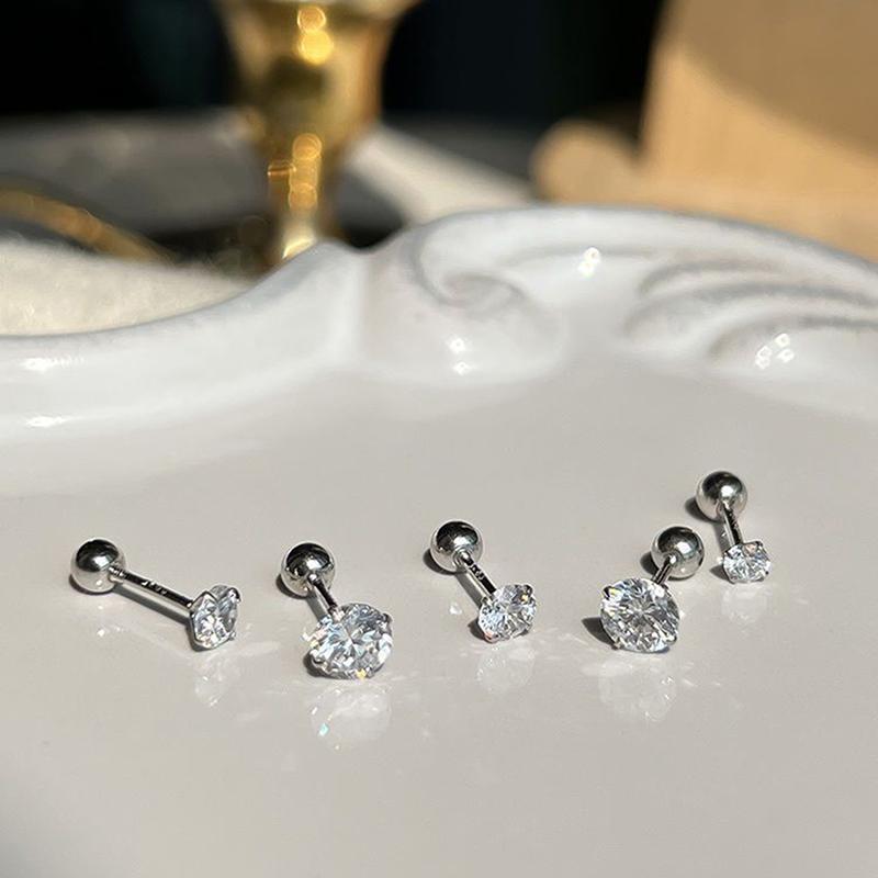 1Pair 3/4/5Mm Zircon Ear Studs Earrings For Women Stainless Steel Cartilage Helix Ear Bone Nail Piercing Ear Jewelry Gif