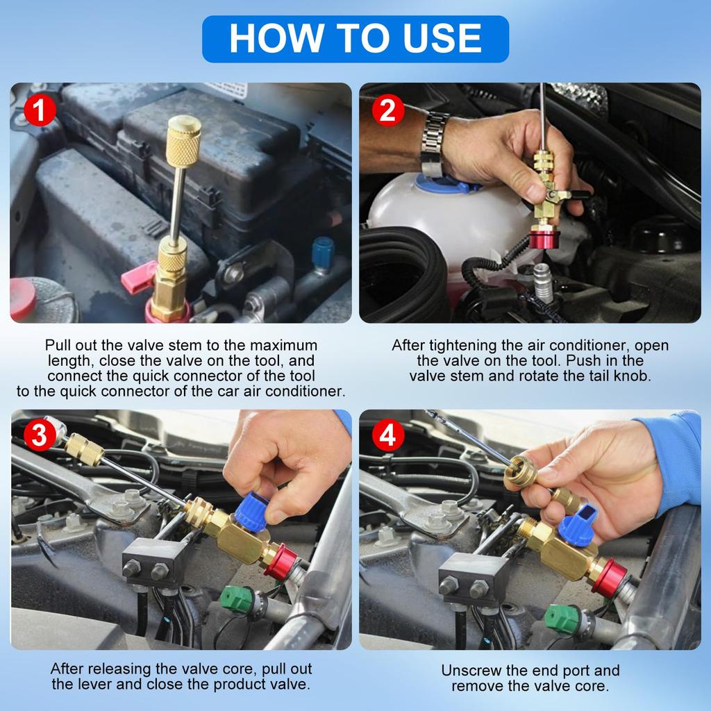 R134A Valve Core Quick Remover Installer, R134A R12 Hi-Lo Pressure