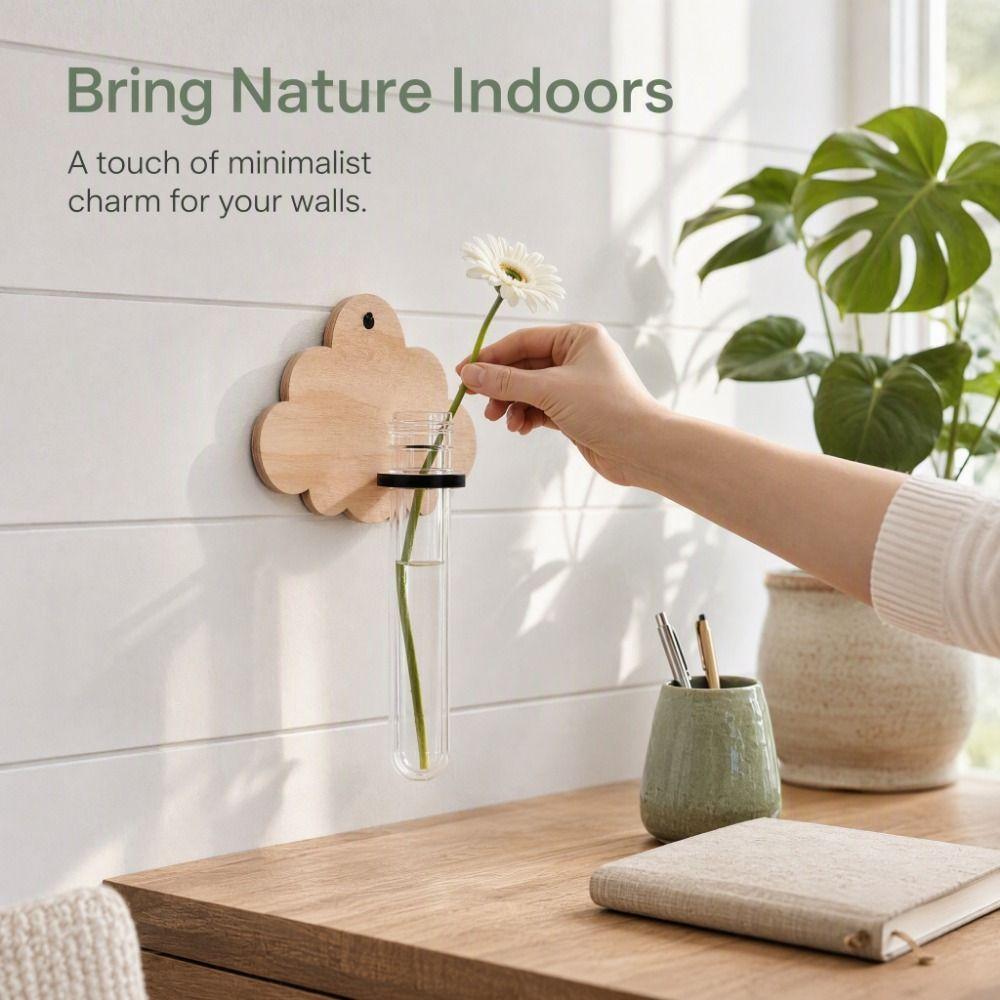 Vase Wall Mounted Planter Wooden Wall Decoration Wall Shelf Hydroponic Planter Shelf  Indoor